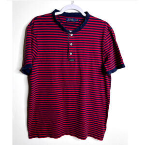 Polo Ralph Lauren Shirt Mens XXL Red Striped Short Sleeve Henley Tee Shirt NWT